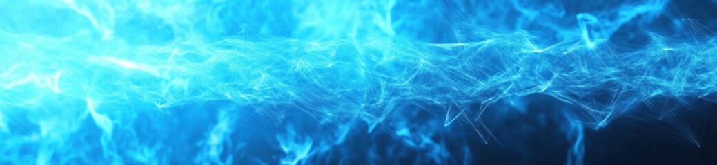 Fototapete - Abstract blue energy wave with glowing particles and fluid motion.