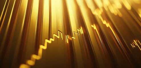 Fototapete - Abstract golden waveform pattern with a metallic sheen.