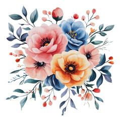 Wall Mural - PNG Vibrant pink and blue floral display