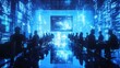 © Bussakon - Futuristic Virtual Conference Room with Holographic Presentations and Global Employee Participation
