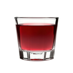 red fruit juice in glass, isolated on white or transparent background, side view, clipping path