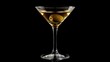 © ArtificialHorizons - Elegant martini cocktail with olive garnished, served in a sleek glass, showcasing its chilled allure against a dark background.