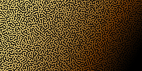 Wall Mural - Abstract Reaction-diffusion Turing pattern natural texture golden and yellow gradient color scheme. Linear design with biological algorithm psychedelic background. Reaction-diffusion or truing patter