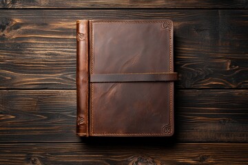 Rustic and Durable Leather Journal with Worn Edges on Textured Wooden Surface for Creative Writing and Inspiration