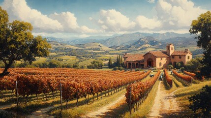 Sticker - Autumn Harvest at the Tuscan Vineyard Estate