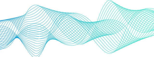Aufkleber - Abstract colourful glowing frequency sound wave with curved lines. Curved, wavy lines create a futuristic motion. concept business presentation, Brochure, Flyer, Science, Technology.