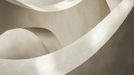 Wall Mural - modern architectural structure with curved walls and a play of light and shadow, creating a sense of