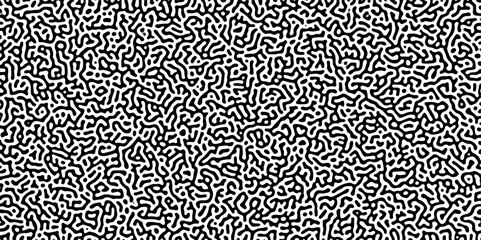 Poster - Monochrome Turing reaction background. Abstract pattern background. Linear design with biological shapes. Organic lines in memphis. Overlay template abstract Turing organic wallpaper background. 