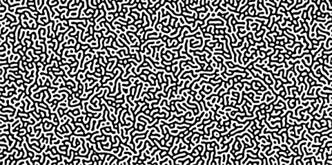 Poster - Monochrome Turing reaction background. Abstract pattern background. Linear design with biological shapes. Organic lines in memphis. Overlay template abstract Turing organic wallpaper background. 