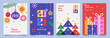 © Anna Bova - Merry Christmas and Happy New Year 2025 cards set. Trendy modern design with gifts, snowflakes, branches Christmas tree decorated balls and toys. Vector templates for poster, holiday cover.