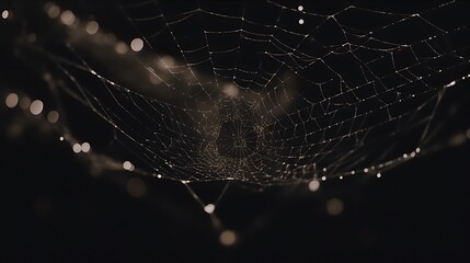 Dewdrops Glisten On A Nighttime Spiderweb