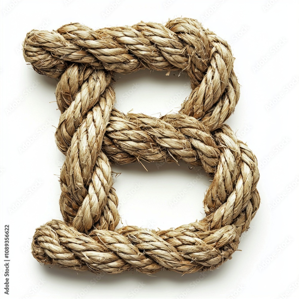 letter B formed using twisted ropes create textured appearance stark ...