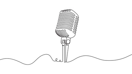 Line art illustration of a vintage style microphone