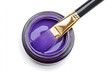 © Infinity Lens - Top view of a purple paint can with a brush isolated on a white background.