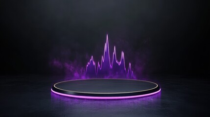 Aufkleber - A dark, mystical platform with a glowing purple aura, featuring jagged shapes resembling crystal formations above it.