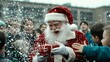 © Chaithat - Santa Claus Distributing Christmas Gifts Community Park Festive Event Winter Wonderland Joyful Atmosphere Holiday Spirit
