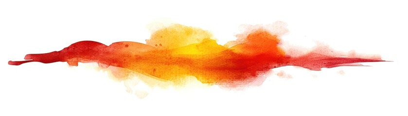 Wall Mural - Colorful watercolor splash in vibrant shades of red and orange, white isolate background.