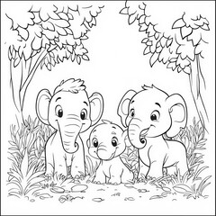 Sticker - A day at the zoo with different animal exhibits, coloring page for kids, simple outline illustration. Coloring book, simple lines.