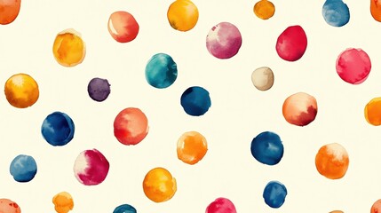 Wall Mural - Colorful watercolor dots pattern on a light background, perfect for design projects.