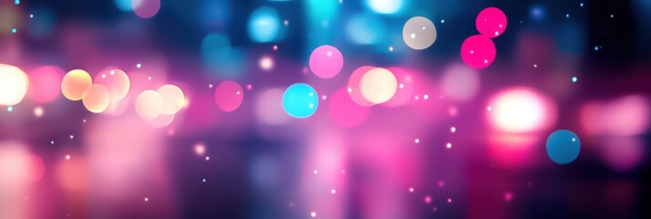Wall Mural - Colorful bokeh lights create a dreamy, festive atmosphere with soft sparkling effects.