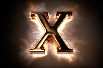 Wall Mural - Metallic letter X with electric sparkles and lighning bolts effect