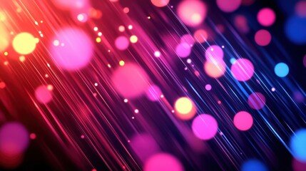 Wall Mural - Colorful abstract background with vibrant bokeh lights and dynamic lines in pink, blue, and purple tones.