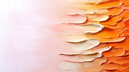 Wall Mural - Abstract texture with vibrant orange and soft pink gradient, showcasing layered paint strokes and smooth transitions.