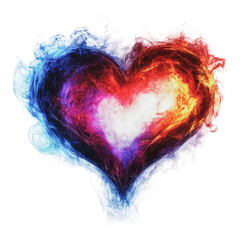 Poster - png colorful heart design with vibrant energy effects