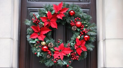 Wall Mural - christmas wreath on the door