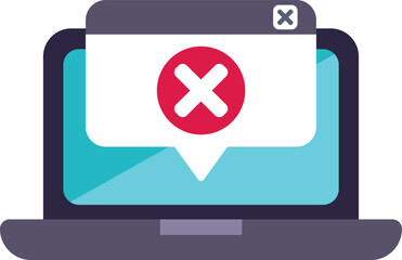 laptop is showing an error message with a cross mark on the screen