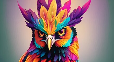 Wall Mural - A vibrant bird adorned with a crown showcasing a spectrum of colors in its plumage against a natural backdrop of 4K vertical