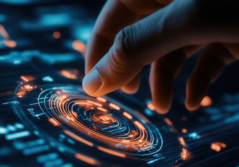 Wall Mural - closeup of a policymaker s hand adjusting a virtual economy dial, influencing key indicators, concep