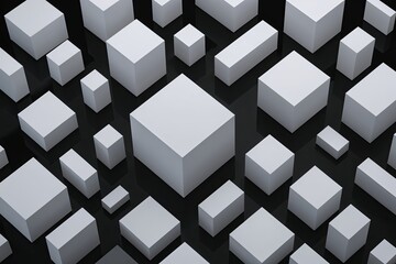 3D Render of Modern Abstract Geometric Shapes on Black Background