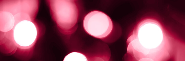 Wall Mural - Magenta blurred lights abstract panoramic background banner. Holiday defocused bokeh header