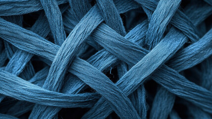 Wall Mural - Close-up of the fibers in a piece of denim fabric