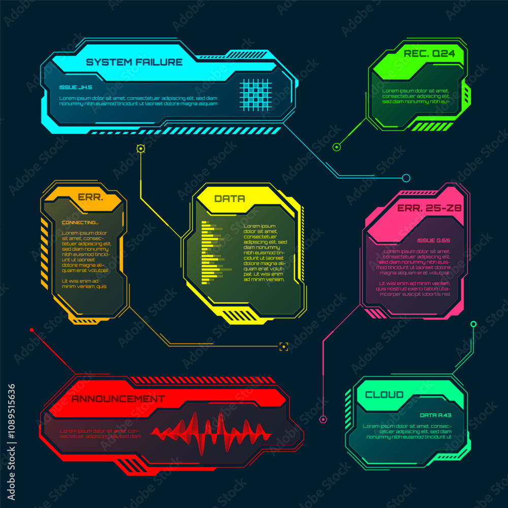 Vector de Stock Futuristic HUD or UI elements. Sci-fi user interface ...