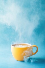 Wall Mural - A warm cup of coffee with steam rising from the top, perfect for a cozy morning or afternoon