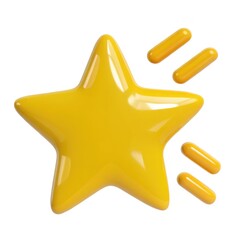 Sticker - Bright Glossy Three-Dimensional Yellow Star With Standard Scale Representation. Generative AI