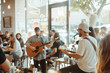 © Irina - A live music event taking place in the coffee shop with a small stage and audience