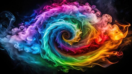 Poster - Colorful Swirling Smoke Creates a Mesmerizing Spiral in the Air. Generative AI