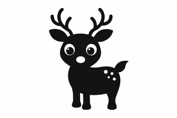 Wall Mural - Cute Reindeer Silhouette Vector, Deer Silhouette, Baby Deer Silhouette Vector