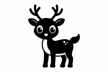 Wall Mural - Cute Reindeer Silhouette Vector, Deer Silhouette, Baby Deer Silhouette Vector