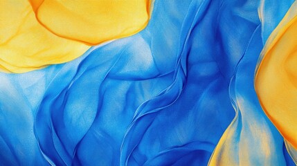 Wall Mural - A detailed view of a beautiful blue and yellow painting