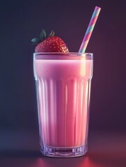 Wall Mural - Strawberry Milkshake Glass