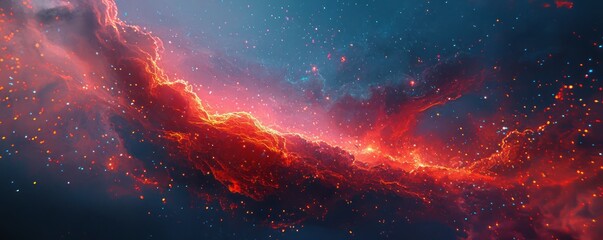 Wall Mural - Cosmic Galaxy Art: A Red and Blue Nebula of Light