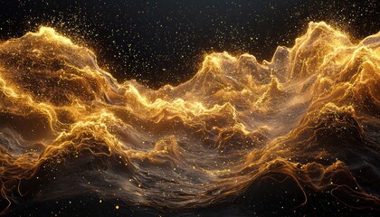 Wall Mural - digital art featuring waves of glowing particles