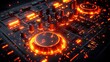 © AGUNG - Glowing DJ controller with vibrant orange lights.