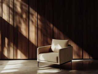 Poster - Wooden wall with chair