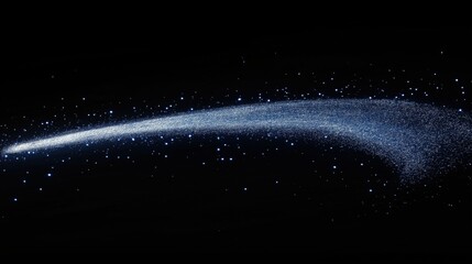 Wall Mural - A shimmering blue comet trail with sparkling particles against a black background.