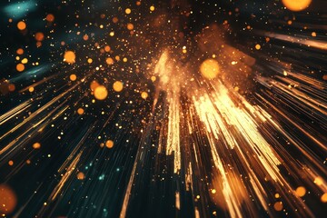 Wall Mural - Dynamic glowing particles with light streaks, digital art